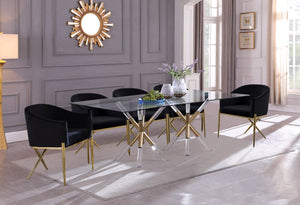 Mercury Acrylic / Metal / Tempered Glass Contemporary Acrylic/Gold Dining Table - 84" W x 42" D x 30" H