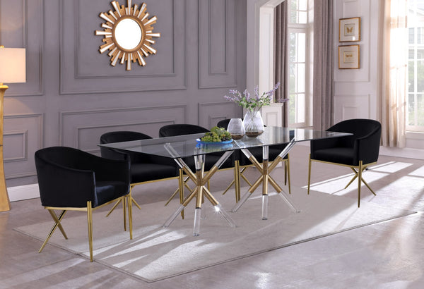 Mercury Acrylic / Metal / Tempered Glass Contemporary Acrylic/Gold Dining Table - 84" W x 42" D x 30" H