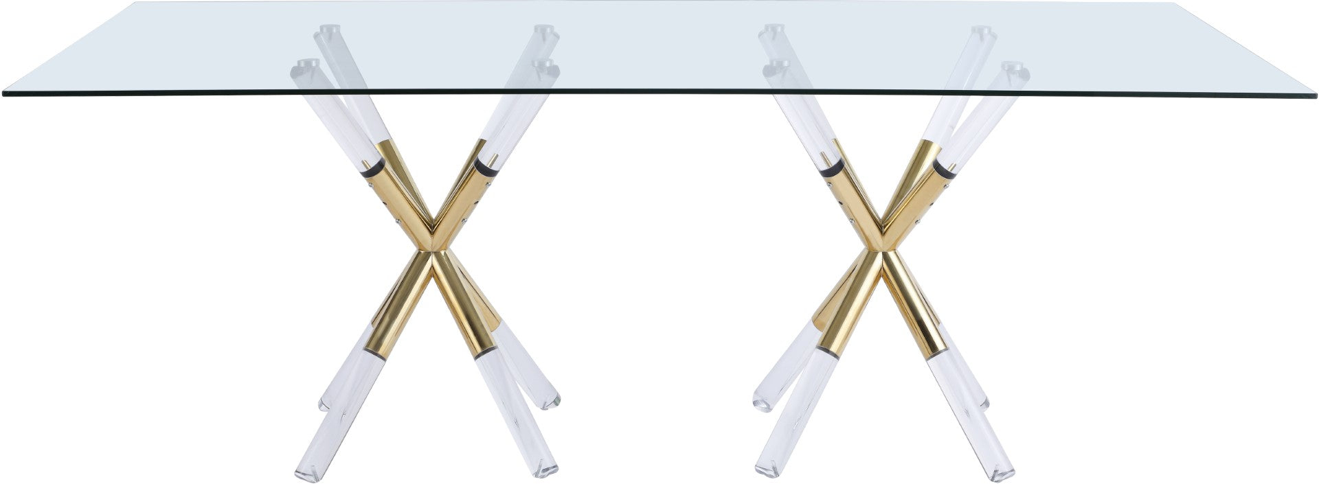 Mercury Acrylic Gold Pedestal Dining Table - Thumbnail 2