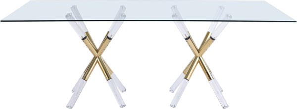 Mercury Acrylic / Metal / Tempered Glass Contemporary Acrylic/Gold Dining Table - 84" W x 42" D x 30" H
