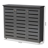 Baxton Studio Adalwin Modern and Contemporary Dark Gray 3-Door Wooden Entryway Shoe Storage Cabinet