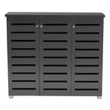 Baxton Studio Adalwin Modern and Contemporary Dark Gray 3-Door Wooden Entryway Shoe Storage Cabinet