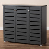 Baxton Studio Adalwin Modern and Contemporary Dark Gray 3-Door Wooden Entryway Shoe Storage Cabinet