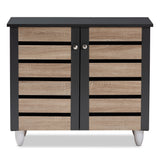 Baxton Studio Gisela Modern and Contemporary Two-Tone Oak and Dark Gray 2-Door Shoe Storage Cabinet