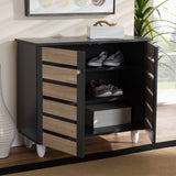 Baxton Studio Gisela Modern and Contemporary Two-Tone Oak and Dark Gray 2-Door Shoe Storage Cabinet
