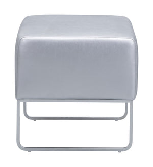Zuo Modern Plush 100% Polyurethane, Plywood, Steel Modern Commercial Grade Ottoman Silver, Chrome 100% Polyurethane, Plywood, Steel
