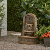 Bagwell Outdoor 2 Tier Fountain, Stone Gray Noble House