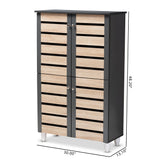 Baxton Studio Gisela Modern and Contemporary Two-Tone Oak and Dark Gray 4-Door Shoe Storage Cabinet