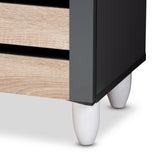 Baxton Studio Gisela Modern and Contemporary Two-Tone Oak and Dark Gray 4-Door Shoe Storage Cabinet