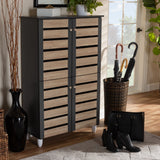 Baxton Studio Gisela Modern and Contemporary Two-Tone Oak and Dark Gray 4-Door Shoe Storage Cabinet