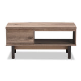 Baxton Studio Arend Modern and Contemporary Two-Tone Oak Brown and Black Wood 1-Drawer Coffee Table