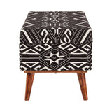 Contemporary Upholstered Storage Bench Black and White
