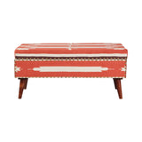 Contemporary Upholstered Storage Bench Orange and Beige