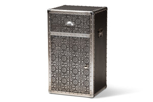 Baxton Studio Cosette Vintage Industrial Silver Metal Floral Accent Cabinet