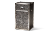 Cosette Vintage Industrial Silver Metal Floral Accent Cabinet