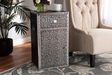 Baxton Studio Cosette Vintage Industrial Silver Metal Floral Accent Cabinet