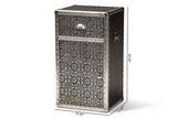 Baxton Studio Cosette Vintage Industrial Silver Metal Floral Accent Cabinet