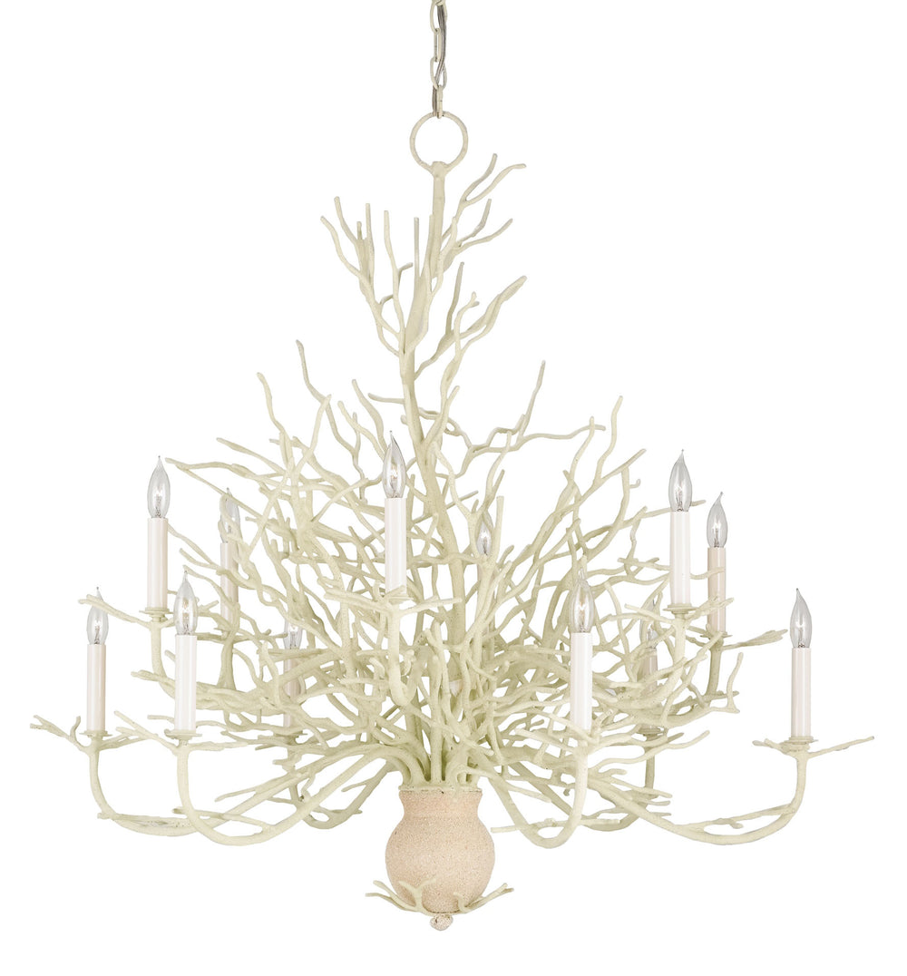 Seaward Large Chandelier - Elegant Wrought Iron Design, White Coral Finish, Adjustable Height Lighting