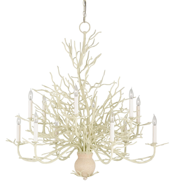 Seaward Large Chandelier - Elegant Wrought Iron Design, White Coral Finish, Adjustable Height Lighting