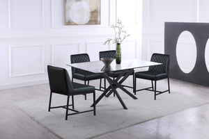 Bryce Faux Leather / Metal / Foam Contemporary Black Faux Leather Dining Chair - 19.75" W x 22.75" D x 32.5" H