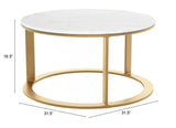 Zuo Modern Helena Marble, MDF, Aluminum Modern Commercial Grade Coffee Table White, Gold Marble, MDF, Aluminum