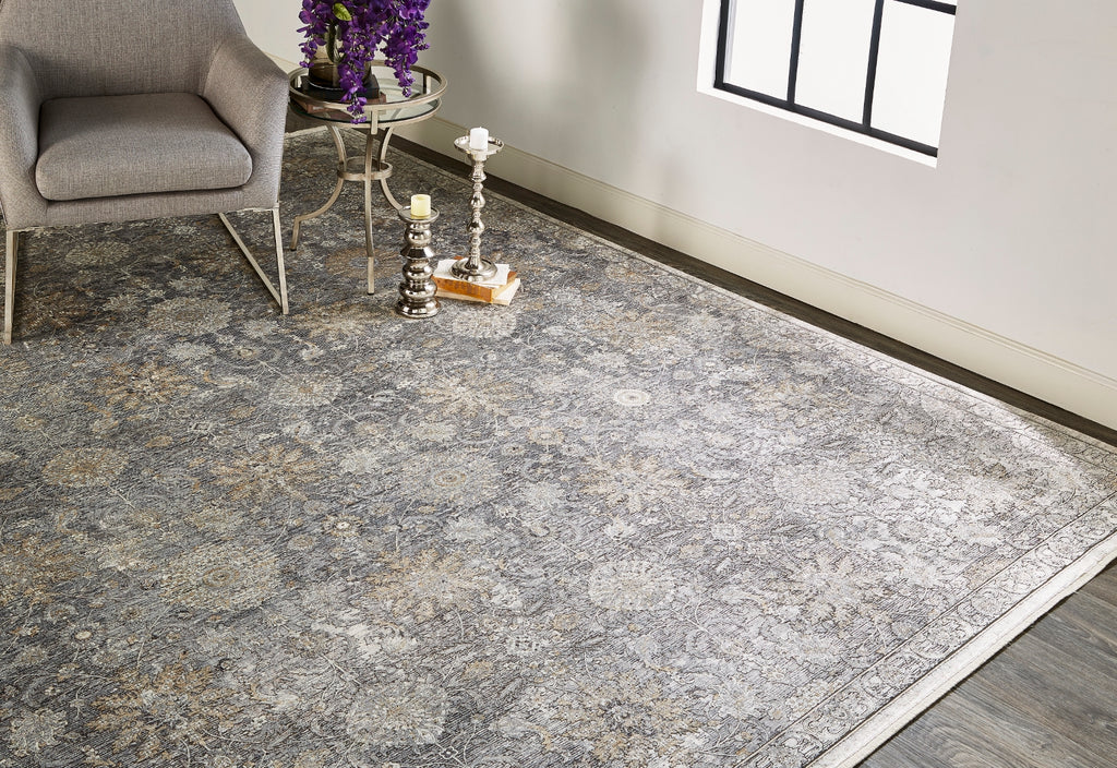 Sarrant Vintage Space-Dyed Rug, Pewter/Stone Gray, 9ft-6in x 12ft-7in Area Rug