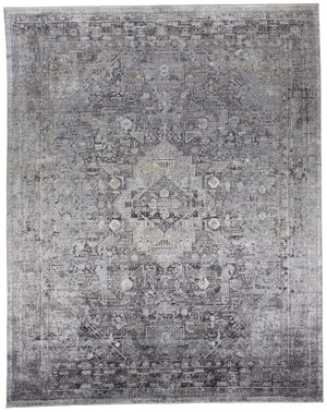 Sarrant Vintage Space-Dyed Area Rug, Opal Gray/Blue Silver, 9ft-6in x 12ft-7in