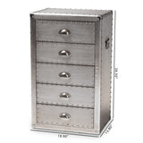 Baxton Studio Davet French Industrial Silver Metal 5-Drawer Accent Storage Cabinet