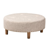 Vinet Modern Contemporary Fabric Upholstered Natural Wood Cocktail Ottoman