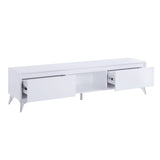 Raceloma Contemporary TV stand LED, White & Chrome Finish 91995-ACME