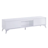 Raceloma Contemporary TV stand LED, White & Chrome Finish 91995-ACME