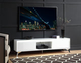 Raceloma Contemporary TV stand LED, White & Chrome Finish 91995-ACME