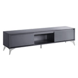 Raceloma Contemporary TV stand LED, Gray & Chrome Finish 91996-ACME