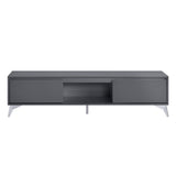 Raceloma Contemporary TV stand LED, Gray & Chrome Finish 91996-ACME