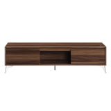 Raceloma Contemporary TV stand LED, Walnut & Chrome Finish 91997-ACME