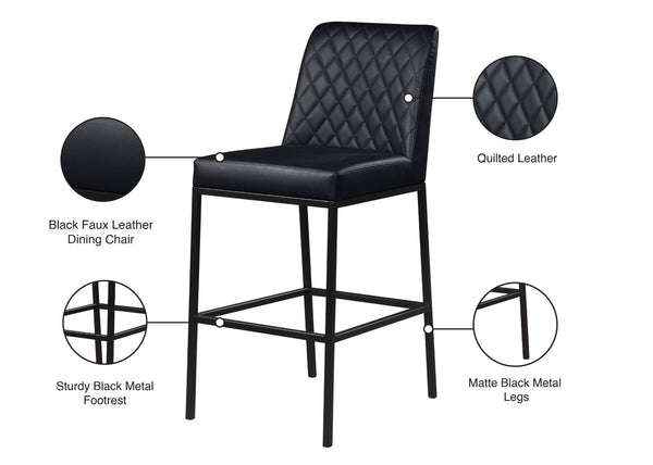 Bryce Faux Leather / Metal / Foam Contemporary Black Faux Leather Stool - 19.75" W x 22.75" D x 43" H