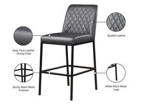Bryce Faux Leather / Metal / Foam Contemporary Grey Faux Leather Stool - 19.75" W x 22.75" D x 43" H