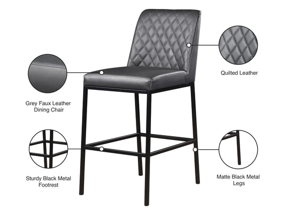 Bryce Faux Leather / Metal / Foam Contemporary Grey Faux Leather Stool - 19.75" W x 22.75" D x 43" H