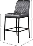 Bryce Faux Leather / Metal / Foam Contemporary Grey Faux Leather Stool - 19.75" W x 22.75" D x 43" H