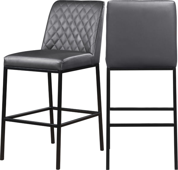 Bryce Faux Leather / Metal / Foam Contemporary Grey Faux Leather Stool - 19.75" W x 22.75" D x 43" H