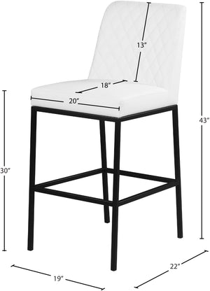 Bryce Faux Leather / Metal / Foam Contemporary White Faux Leather Stool - 19.75" W x 22.75" D x 43" H