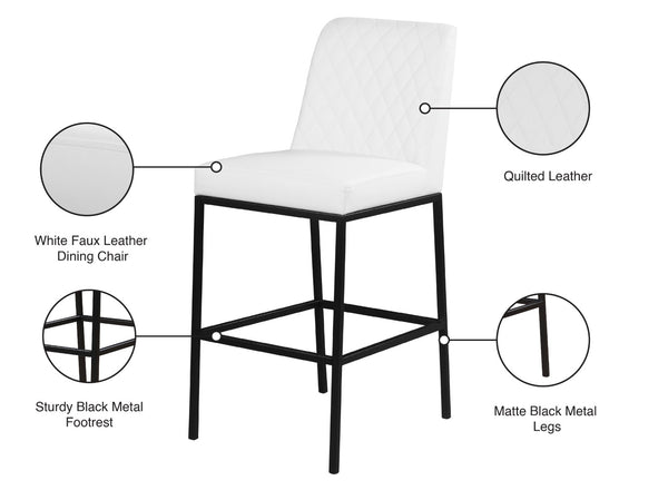 Bryce Faux Leather / Metal / Foam Contemporary White Faux Leather Stool - 19.75" W x 22.75" D x 43" H