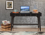 Alpine Furniture Flynn Large Desk, Black 966BLK-66 Black Mahogany Solids & Okoume Veneer 52 x 24 x 30.5