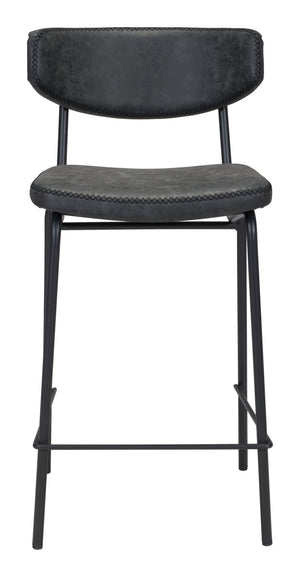 Zuo Modern Sharon 100% Polyurethane, Plywood, Steel Modern Commercial Grade Counter Stool Set - Set of 4 Vintage Black, Black 100% Polyurethane, Plywood, Steel