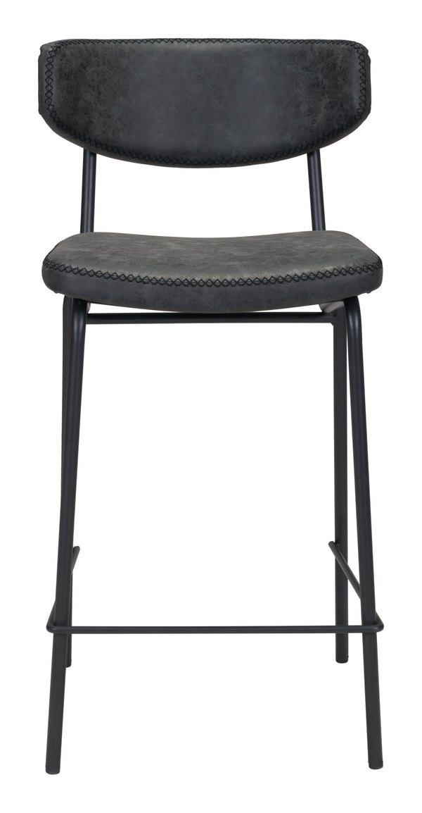 Zuo Modern Sharon 100% Polyurethane, Plywood, Steel Modern Commercial Grade Counter Stool Set - Set of 4 Vintage Black, Black 100% Polyurethane, Plywood, Steel