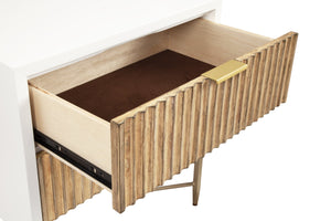 Larsen Nightstand in White/Natural - Elegant Mahogany with Gold Accents, Felt Lined Drawers