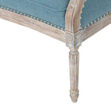Faye Traditional Fabric Tufted Upholstered Loveseat, Blue and Antique Noble House