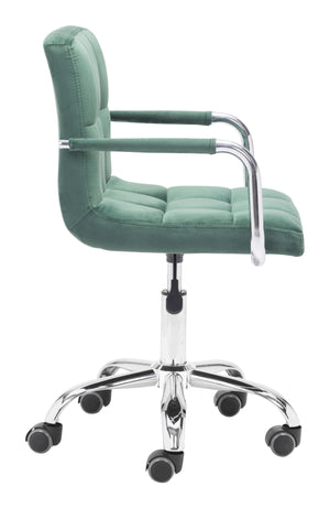 Zuo Modern Kerry 100% Polyester, Plywood, Steel Modern Office Chair Green, Chrome 100% Polyester, Plywood, Steel