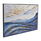 Sagebrook Home Contemporary 60x40  Hand Painted Canvas, Blue/gold 70147 Gold Polyester Canvas