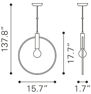 Zuo Modern Irenza Steel Modern Commercial Grade Ceiling Lamp Brass Steel